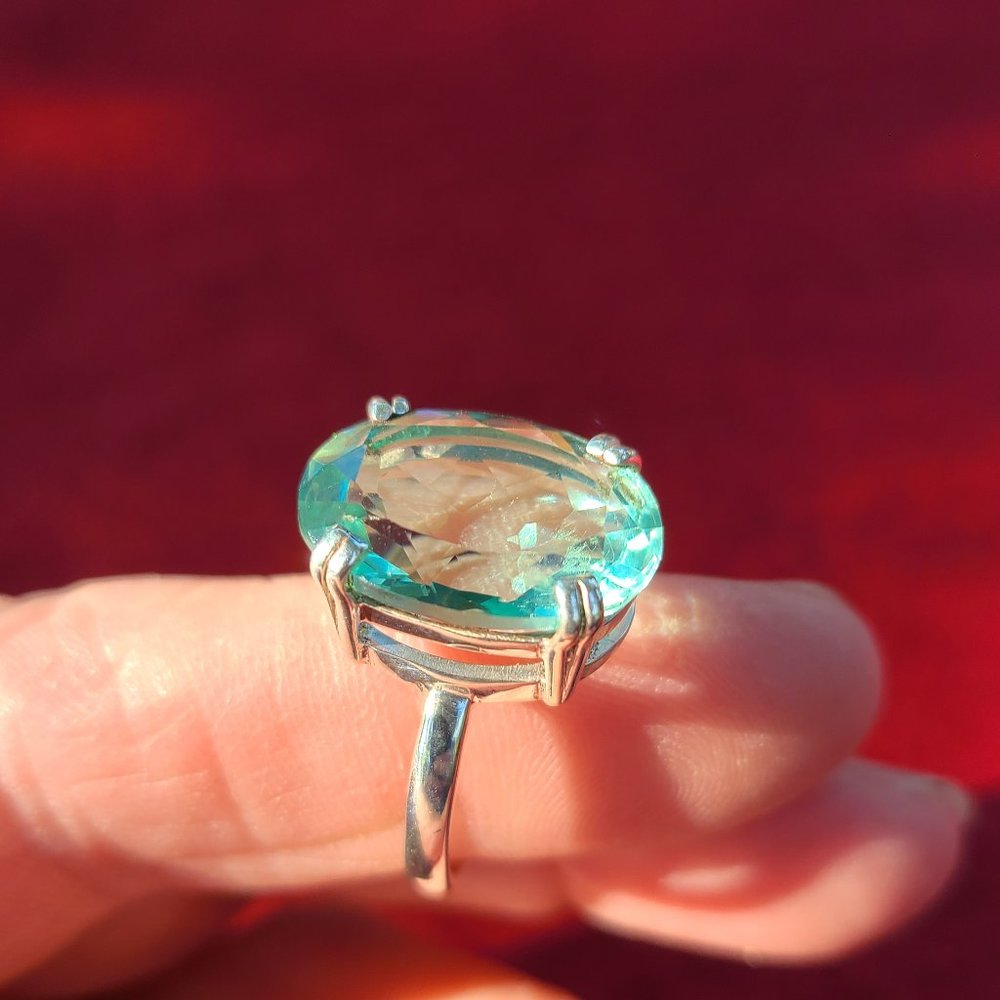 Blue Topaz Ring in Sterling Silver-Remarkable Blue Topaz-Wedding Ring